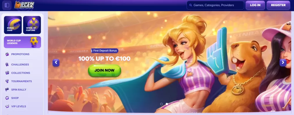 Spinbara Casino Online – 100% fino a €500 + 200 Giri Gratis + Bonus Crab esclusivo